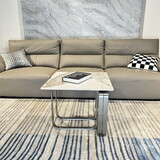 Rectangular End Table with Sintered Stone Top, Silver Metal Frame, for Living Room W2978S00019