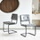 Ligth grey modern simple style dining chair PU leather black metal pipe dining room furniture chair set of 2 W29980860