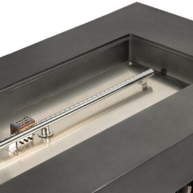 Outdoor Rectangle Propane Fire Pit Table 60inch, 50,000 BTU Concrete Fire Table with Waterproof Cover, Auto-Ignition, Free Lava Rocks W3016P233627