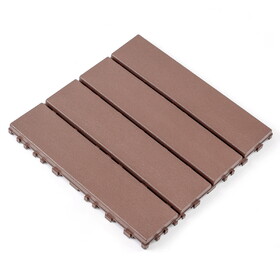 Plastic Interlocking Deck Tiles,44 Pack Patio Deck Tiles,12"x12" Square Waterproof Outdoor All Weather Use, Outdoor and Indoor Patio Decking Tiles for Poolside Balcony Backyard,Brown W3022P251837