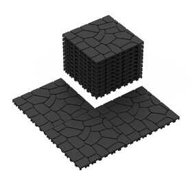 New Stone texture 12" Patio Deck Tiles, DIY Module Interlocking Decking Tiles Floor Tile,Easy and Quick Installation Court Tiles for Porch Poolside Balcony Backyard 44pcs DARK GRAY W3022P251867