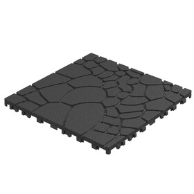 Stone texture 12" Patio Deck Tiles, DIY Module Interlocking Decking Tiles Floor Tile,Easy and Quick Installation Court Tiles for Porch Poolside Balcony Backyard 44pcs,DARK GRAY W3022P268428