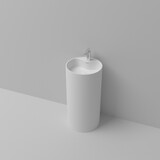 Solid Surface Pedestal Bathroom Sink Basin 66S-08 W3034P324329