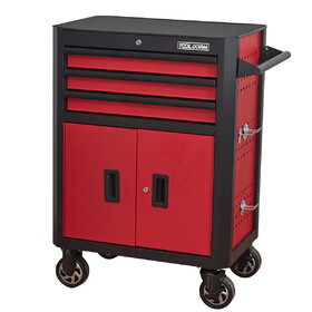 36.3 inch 3-Drawer Rolling Tool Chest with Wheels, Steel Tool Cabinets with Drawers, Liners and Locking System for Warehouse, Garage, Black and Red W3037P309498