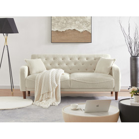 2047 Beige Teddy Velvet Three-Seat Sofa W30837357