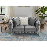 Two-seater grey velvet sofa W30843454