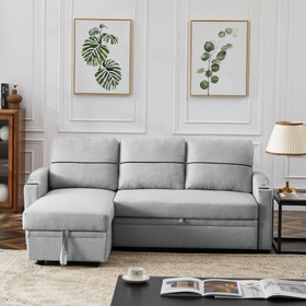 9191 Light Gray Pull-Out Storage Sofa W308S00040