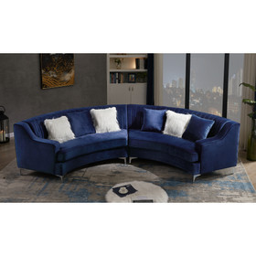 Navy Blue Velvet Curved Sofa W308S00046