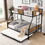 Twin over FULL Metal Bunk Bed with Trundle 2 - Side Ladder and Full-Length Guardrail, No Box Spring Needed, Large Under Bed Storage, Easy assemble, Black & Brown W311133419