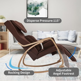 Full Massage Function-Air Pressure-Comfortable Relax Rocking Chair, Lounge Chair Relax Chair with Cotton Fabric Cushion Brown W31135544