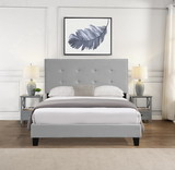 Full Size Upholstered Platform Bed Frame with Pull Point Tufted Headboard, Strong Wood Slat Support, Mattress Foundation, No Box Spring Needed, Easy assembly, Gray W31136118