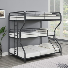 Furniture Triple Bunk Bed, FULL/Twin/FULL, black W311S00036