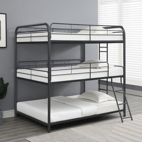 Furniture Triple Bunk Bed, FULL/FULL/FULL, black W311128174