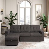 Upholstered Sleeper Sofa, L Shaped Sectional Couch with Reversible Storage, Convertible Corner Lounge Couches w/Pull Out Sofa bed for Living Room, Apartment W3138S00001