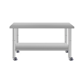 48"*24" Commercial Work Table for Restaurant and Home Stainless Steel Kitchen Prep Table with Under Shelf with wheels W3167P303184