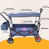 Push & Pull Utility Folding Wagon with Removable Canopy W32127472