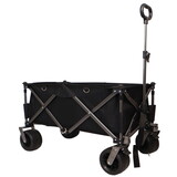 Folding Wagon, Heavy Duty Utility Beach Wagon Cart for Sand with Big Wheels, Adjustable Handle&Drink Holders for Shopping, Camping,Garden and Outdoor W321P190035