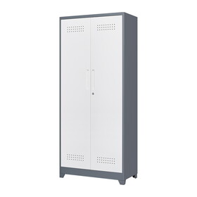 Metal Storage Cabinets, Cleaning Tool Cabinet with Locking Door, Tall Broom Tool Organizer and Storage, Large Storage Cabinet for Kitchen, Pantry, Office, Shop W328P193781