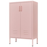 Pink Steel Double Door Cabinet with Handles, with Removable Dividers and Adjustable Height. Suitable for Living Room, Office, Bedroom, Study and Other Places. W328P195208