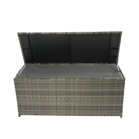 Outdoor Storage Box, 113 Gallon Wicker Patio Deck Boxes with Lid, Outdoor Cushion Storage for Kids Toys, Pillows, Towel Grey Wicker W329138976