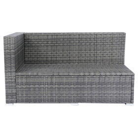 8 Piece Patio Sectional Wicker Rattan Outdoor Furniture Sofa Set with One Storage Box Under Seat and Cushion Box Grey wicker + Black Cushion W329S00030