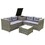 4 Piece Patio Sectional Wicker Rattan Outdoor Furniture Sofa Set with Storage Box Grey W329S00032
