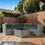 6 Pieces PE Rattan sectional Outdoor Furniture Cushioned Sofa set Grey Wicker, Dark Grey Cushion W329S00051