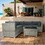 6 Pieces PE Rattan sectional Outdoor Furniture Cushioned Sofa set Grey Wicker, Dark Grey Cushion W329S00051