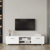 White TV Stand for 70 inch TV Stands, Media Console Entertainment Center Television Table, 2 Storage Cabinet with Open Shelves for Living Room Bedroom W33129218