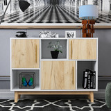 Multi-Purpose Storage Cabinet with Display Stand and Door, Entrance Channel, Modern Buffet or Kitchen Sideboard, TV Cabinet, White and Oak W33137246