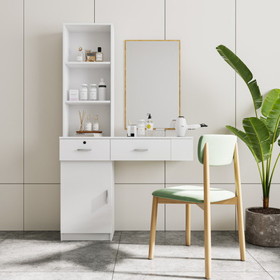 White Simple Hair Desk, Multi-Layer Storage, Large Storage Space