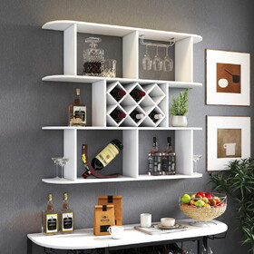 Large Wall Mounted 3 Tier Rustic Bottle Wine Rack,Multifunctional Wooden Wall Mounted Wine Rack,Storage Rack with Wine Glass Holder,mounted wall Storage winerack Rack for Home Bar Dining Room Decor