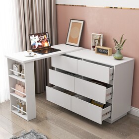 L Shaped Computer Desk with Drawers, Modern Corner Home Office Desk with Reversible Storage Cabinet, Long Study Writing Desk Workstation for Home Office W331P286247