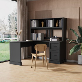 Home Office Computer Desk with Hutch, Antiqued Black finish W331S00113