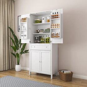 70.87" Tall Kitchen Pantry, Storage Cabinet, Kitchen Cabinet, Drawer and Adjustable Shelves, for Kitchen, Dining Room, White W331S00158