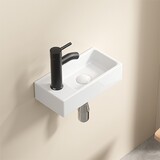 Wall Hung Basin Sink Small Cloakroom Basin Rectangle Ceramic Wash Basin Left Hand without Tap & Drain W3402P326740