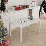 Holiday - 55 inch Long Table - Indoor/Outdoor Multi-Purpose Dining Table, Patio Table, Garden Table - Lightweight PP Tabletop with Metal Legs for Kitchen, Courtyard, Terrace Gatherings (White)