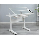 hand crank adjustable drafting table drawing desk with 2 metal drawers (white) W347126616