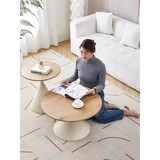 Round Coffee Table White+Wood W347S00001