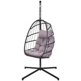 Outdoor Wicker Rattan Swing Chair Hammock chair Hanging Chair with Aluminum Frame and Blue Cushion without Stand pink cushion W349110628
