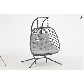 2 person Swing egg chair with rocking glide frame and cushion W349111245