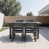 5-Piece HDPE Outdoor Dining Set for 4 - Weather-Resistant Patio Table with Umbrella Hole and 4 Armrest Chairs, Durable Garden Furniture for Backyard, Lawn, Deck, or Poolside (Grey) W3566S00015