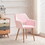 Pink Faux Fur Vanity Chair, Cute Vanity Chair for Girls Women Modern Upholstered Faux Fur Armchair with Metal Legs for Makeup Bedroom Living Room (Pink) W370126326