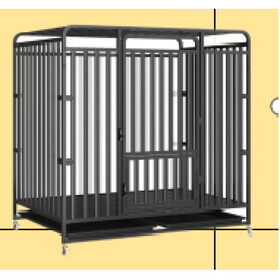 LMBGGL-BLK-110 Steel Solid Pet Cage Household Kennel Dog Cage Large Dog Medium-sized Dog Indoor with Toilet P-W370140657