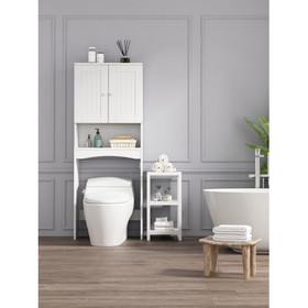 Home Bathroom Shelf Over-The-Toilet, Bathroom Spacesaver, Bathroom Storage Cabinet Organizer, White W37040332