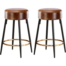 Counter Height Bar Stools Set of 2, PU Kitchen Stools Upholstered Dining Chair Stools 24 inches Height with Golden Footrest for Kitchen Island Coffee Shop Bar Home Balcony silver leaves velvet