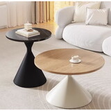 set of 2 coffee round tables with a WOODEN-look top and steel base with 2 cat beds multifunctional and stylish entable W370S00048