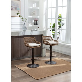 COOLMORE Swivel Bar Stools Set of 2 Adjustable Counter Height Chairs with Footrest for Kitchen, Dining Room 2PC/SET