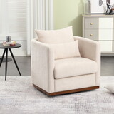 COOLMORE Swivel Barrel Chair, Comfy Round Accent Sofa Chair for Living Room, 360 Degree Swivel Barrel Club Chair, Leisure Arm Chair for Nursery, Hotel, Bedroom, Office, Lounge (Beige Chenille)