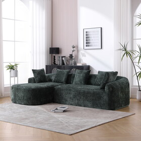 COOLMORE Boucle Sofa 3 Seater for Living Room Oversized Comfy Sofa L-Shape Sofa Couch with Chaise Home Furniture Sleeper Sectional Sofa for Apartment, Office Left Hand Facing (Green)